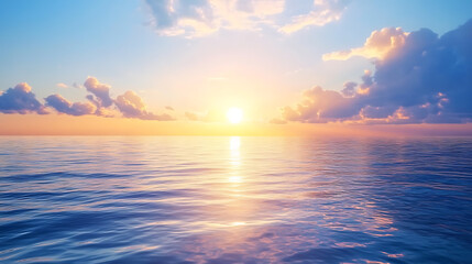 Obraz premium Sunrise over a calm ocean horizon 
