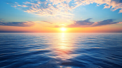 Fototapeta premium Serene ocean sunset with colorful sky and calm waves 