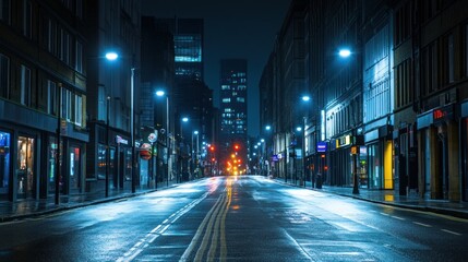 Empty City Street at Night