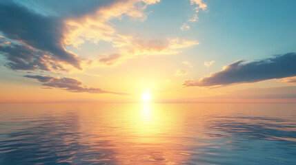 Fototapeta premium Serene ocean sunset with colorful sky and calm waves 