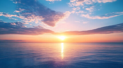 Obraz premium Serene ocean sunset with colorful sky and calm waves 