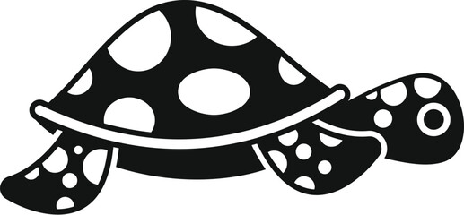 Simple vector illustration of a black and white sea turtle swimming with its flippers outstretched