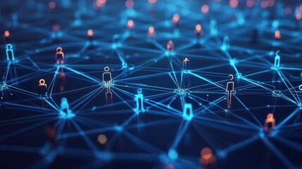 complex illustration of network and team connecting together in an array for business