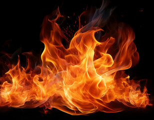 Fototapeta premium Bright and Dynamic Fire Flames, Isolated- An intense display of bright, dynamic flames,_1(15)