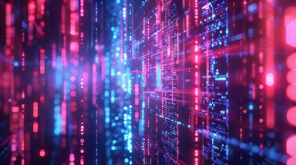 Obraz premium Abstract digital data background with glowing lines and bokeh.