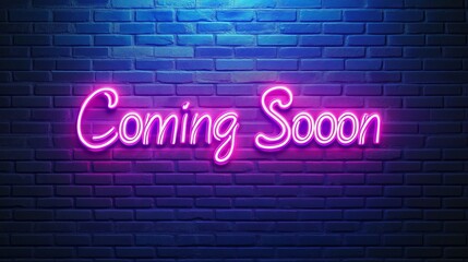 Coming Soon Retro Neon Sign on Trendy Background. AI Generative
