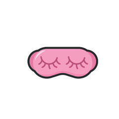 pink blind fold sleepwear in outline flat vector design.