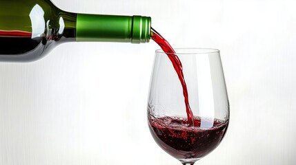 A Captivating Pouring of Rich Red Wine into a Stemmed Glass