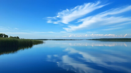 Obraz premium The shadow of the sky is reflected on the water blue sky 3