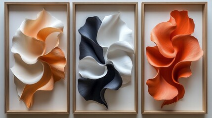 Abstract Flowing Fabric Sculptures in Neutral Tones Generative AI