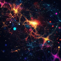 Obraz premium Digital art expressing a geometric network pattern interlaced with colors and light. --v 6.1 Job ID: 02176cec-a4c1-4851-8e57-ca51a09809c7