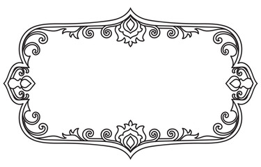 Black Thai pattern frame on a white background for edging.