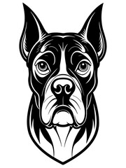 Bold Boxer Dog Head Illustration Artistic Black White Design