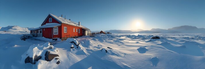 Secluded Wintertime Cabin Nestled in Pristine Arctic Landscape
