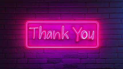 Thank you Retro Neon Sign on Trendy Background. AI Generative