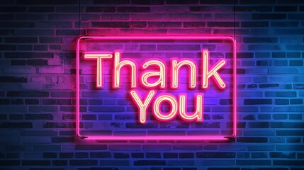 Thank you Retro Neon Sign on Trendy Background. AI Generative