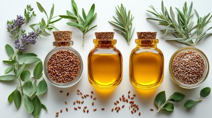 Bottles of Essential Oils and Herbs Generative AI