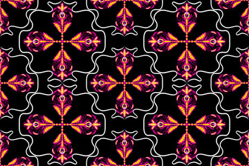 seamless floral pattern with hand drawn design in modern colorful tropical floral pattern. Cute botanical abstract unique background print for fabric, clothing, wrapping paper, cover, rug, home decor 