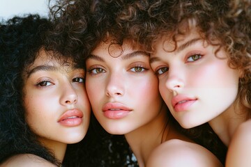Obraz premium A picture of three brunette multiracial women standing together