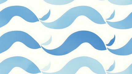 seamless pattern featuring simple, flowing blue wave shapes on a white background. Ideal for textile design, wallpaper, packaging, or graphic design projects. This pattern tiles into a continuous back