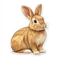 Obraz premium A cute, fluffy rabbit sitting gracefully, showcasing its soft fur and alert ears. Perfect for pet-themed designs or illustrations.