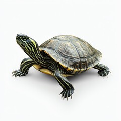 Obraz premium A detailed close-up of a turtle showcasing its vibrant shell and distinct patterns, perfect for nature and wildlife themes.