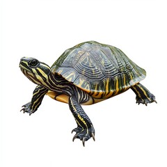 Obraz premium A vibrant turtle with striking patterns, showcasing its natural beauty and unique shell design in a lively pose.