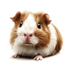 Adorable guinea pig with fluffy coat and big eyes, perfect for pet lovers and animal enthusiasts.