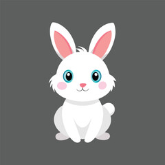 Obraz premium cute white rabbit with gray background