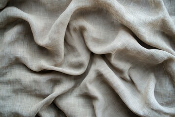 Closeup of Wrinkled Beige Fabric with a Subtle Textured Pattern
