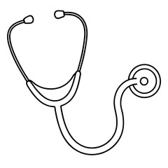 Outline image of a stethoscope on a white background

