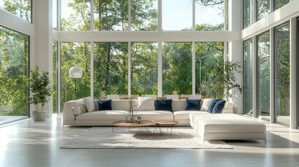 Modern and Airy Living Room with Panoramic Nature View