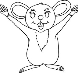 Rat illustration for printing on T-shirt.Chinese new year zodiac sign of set.Chinese zodiac animal signs and vector on background.Cartoon with rat for animation or coloring book.kid book,children book