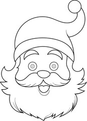 Christmas Cute Face of Santa Coloring Page