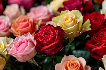 Vibrant Bouquet of Assorted Roses in Warm Colors for Floral Decor or Gift