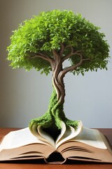 Tree Growing from Open Book.