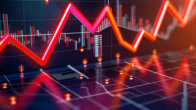 Market Crash: A plunging red graph signals economic downturn in a visually striking image of financial loss and uncertainty.