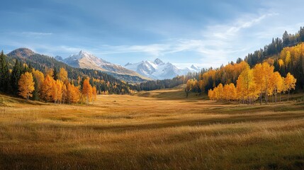 Picturesque mountain view in autumn, with a landscape filled with warm colors and seasonal beauty
