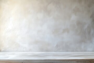 White Wood Tabletop Against a Textured White Wall