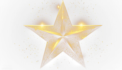 Obraz premium golden glittering star with stardust particles with shine glow on transparent background, PNG.