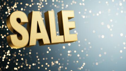 Golden SALE sign with sparkling background, perfect for promotions, discounts, and special offers during festive seasons or clearance events.