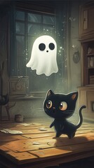 Illustrations for the Children's Book 'Kitten Night and Spooky the Ghost: A Tale of Friendship 41of74