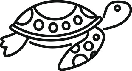 Simple line drawing of a sea turtle swimming in black and white