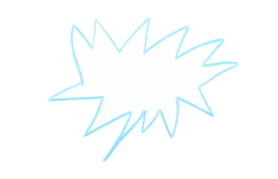 Hand drawn speech bubble colored pencil on transparent background