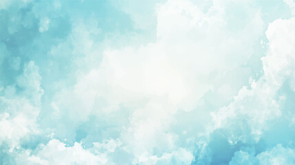 Sky blue watercolor illustration paint on paper textured canvas element. painting soft blue textured on wet white paper, Light sky blue brush painted watercolor background.