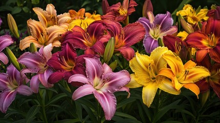 Naklejka premium A Colorful Bouquet of Daylilies