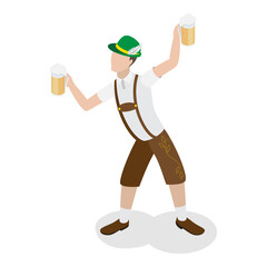 3D Isometric Flat  Illustration of Bavarians. Item 5