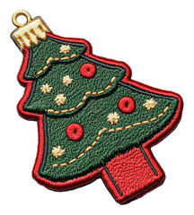 Embroidered festive tree ornament, cut out - stock png.