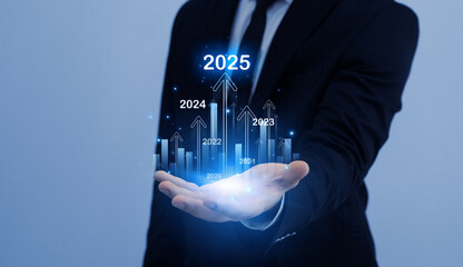 Increase arrow graph corporate business future growth year2025. New opportunity, challenge and...