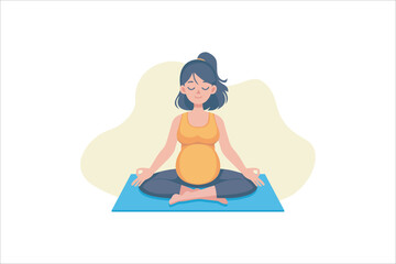 vector illustration of pregnant woman doing yoga in flat design style. vector illustration.